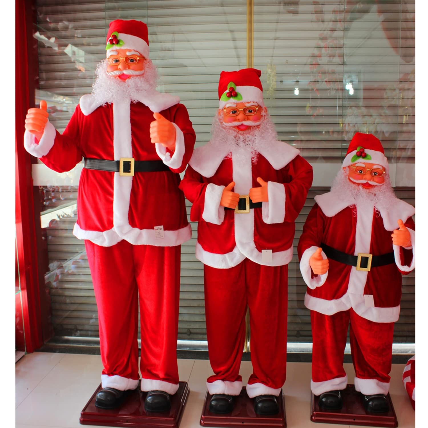 Amazon.co.jp: 歌って踊るサンタクロース、等身大の電動動くサンタ像