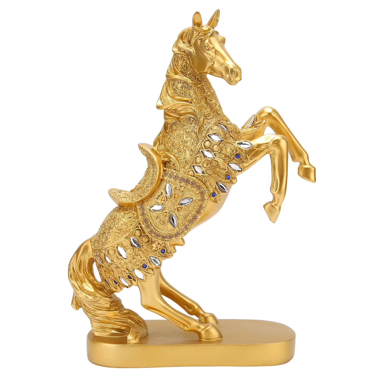 Amazon.co.jp: ゴールドの馬の像の置物、樹脂の馬のアートの置物、立ち