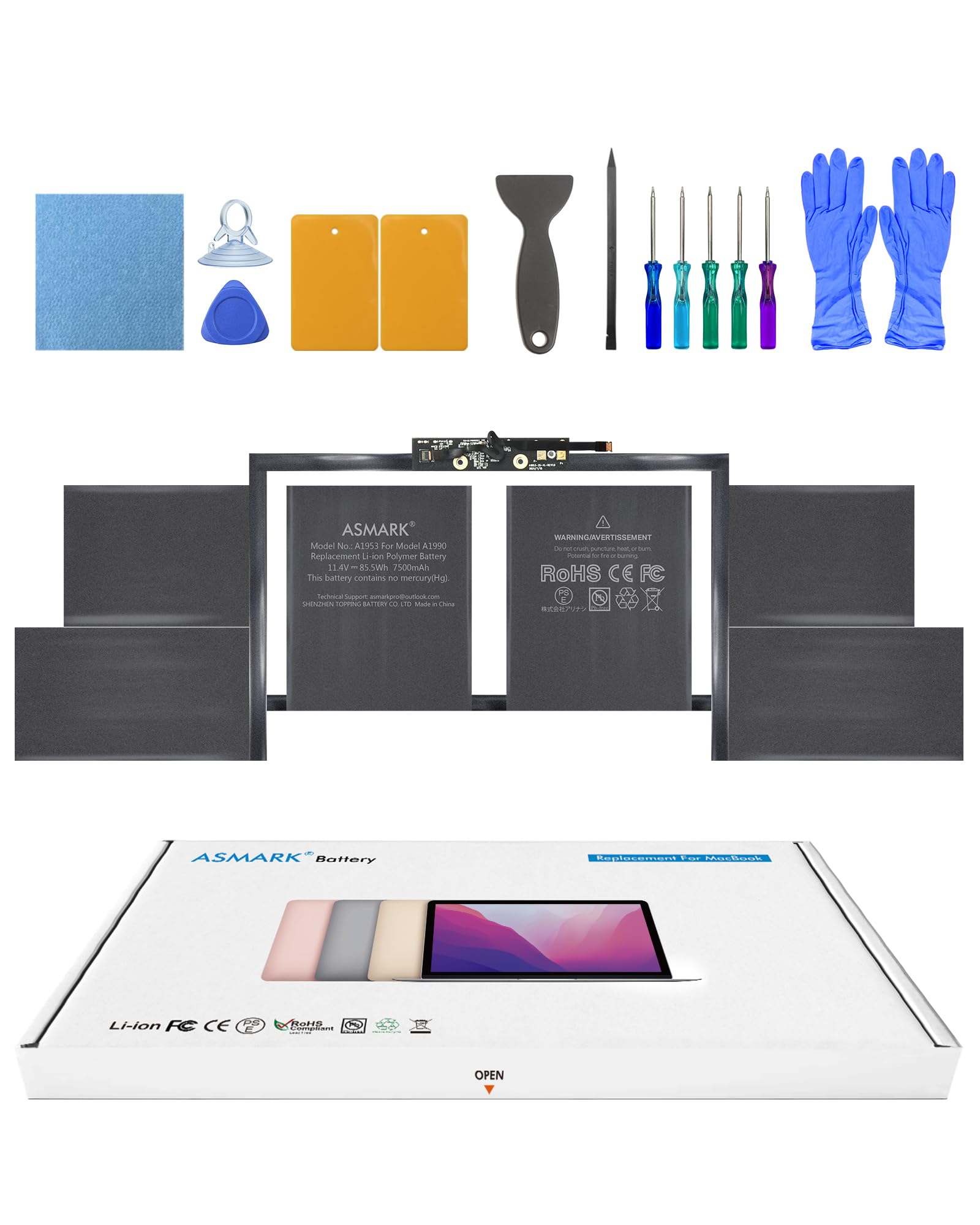 Amazon.co.jp: ASMARK Macbook Pro A1990 バッテリー 交換 適用 15