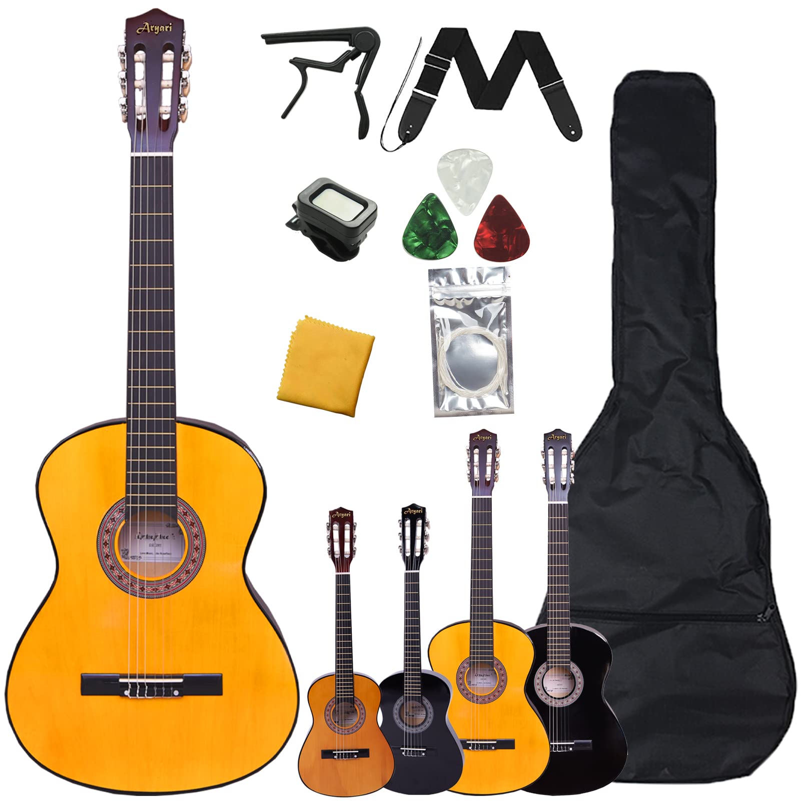 Amazon | Aryari フルサイズ クラシックギター 初心者セット 39インチ