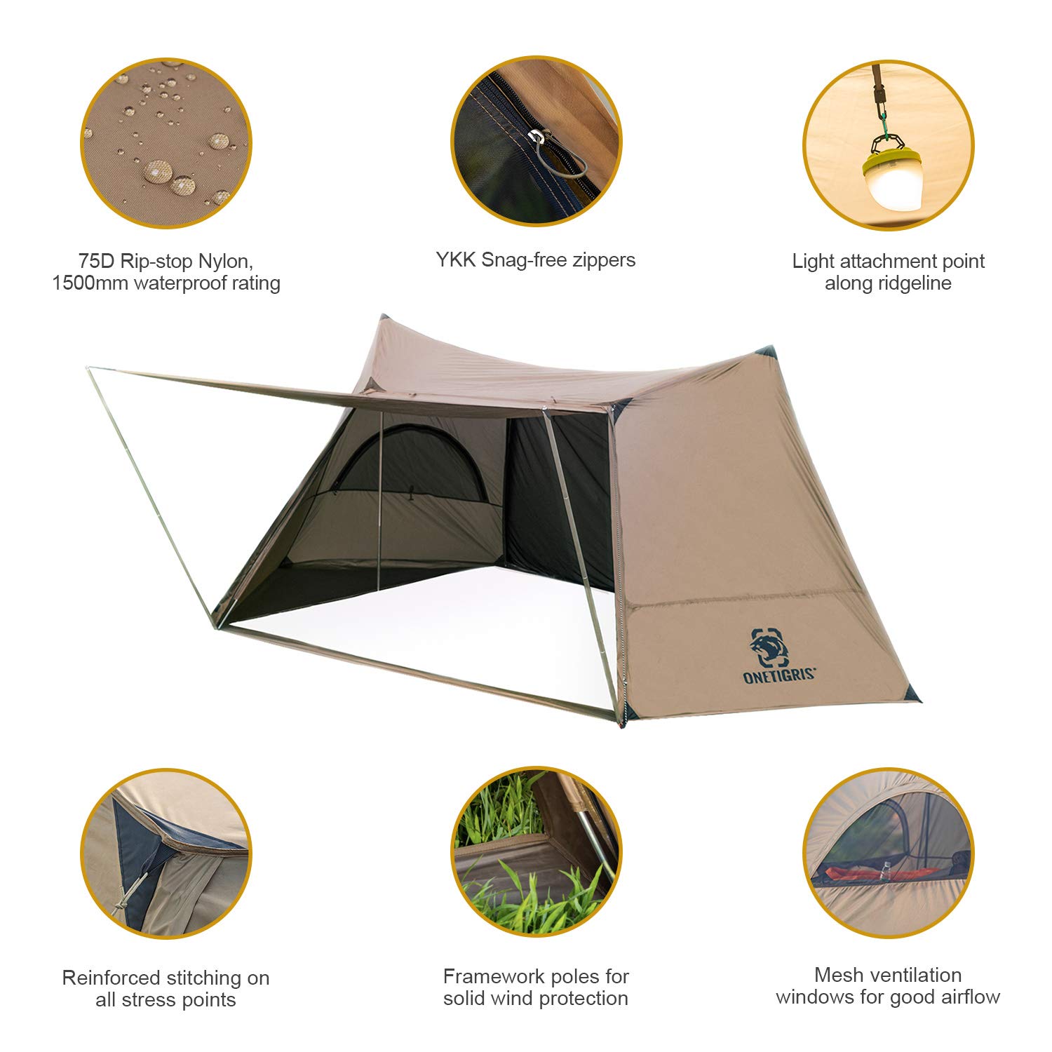 Amazon.co.jp: OneTigris ソロホームステッドキャンプテントシェルター