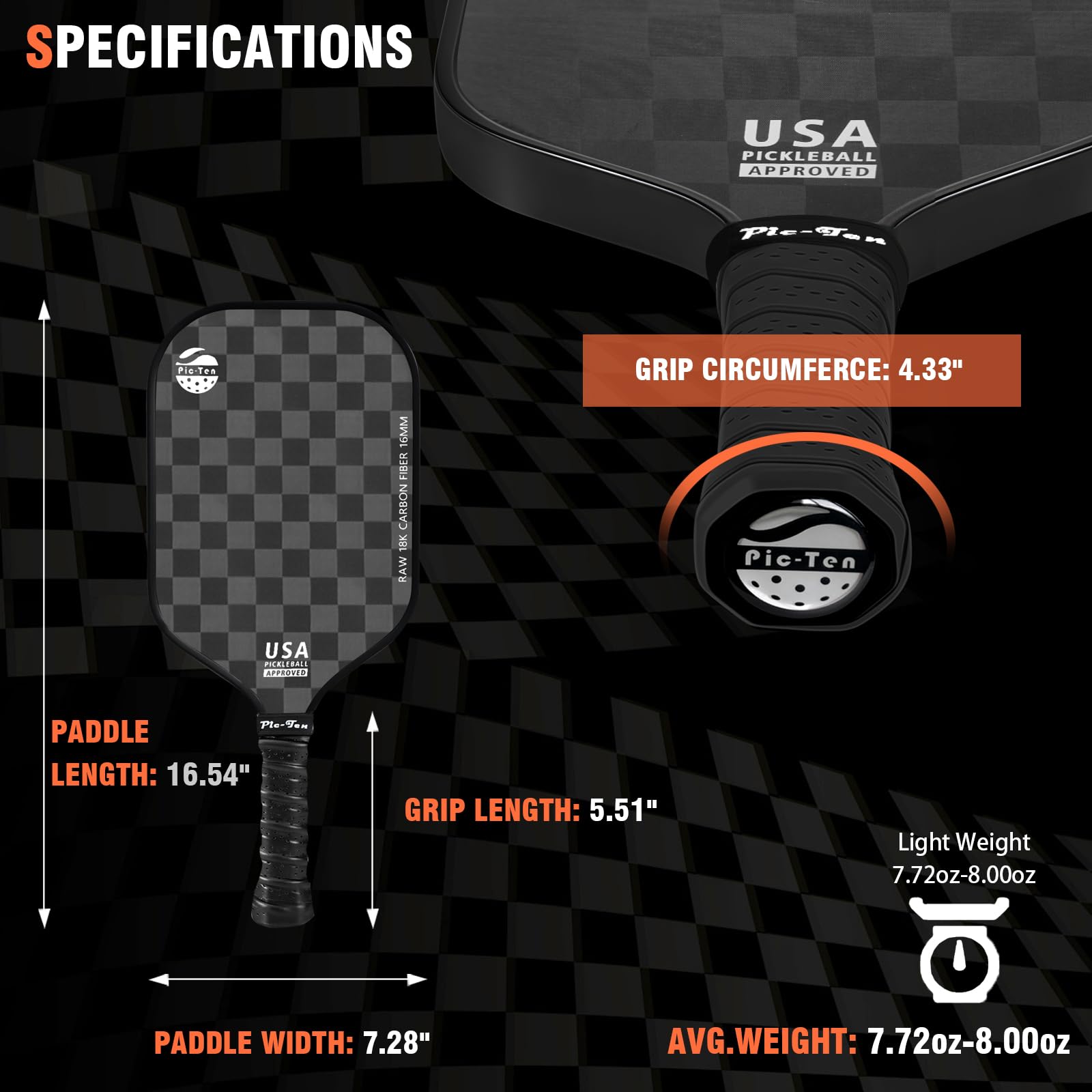 Amazon.co.jp: Pic-Ten ピックルボールパドル USA ピックルボール承認