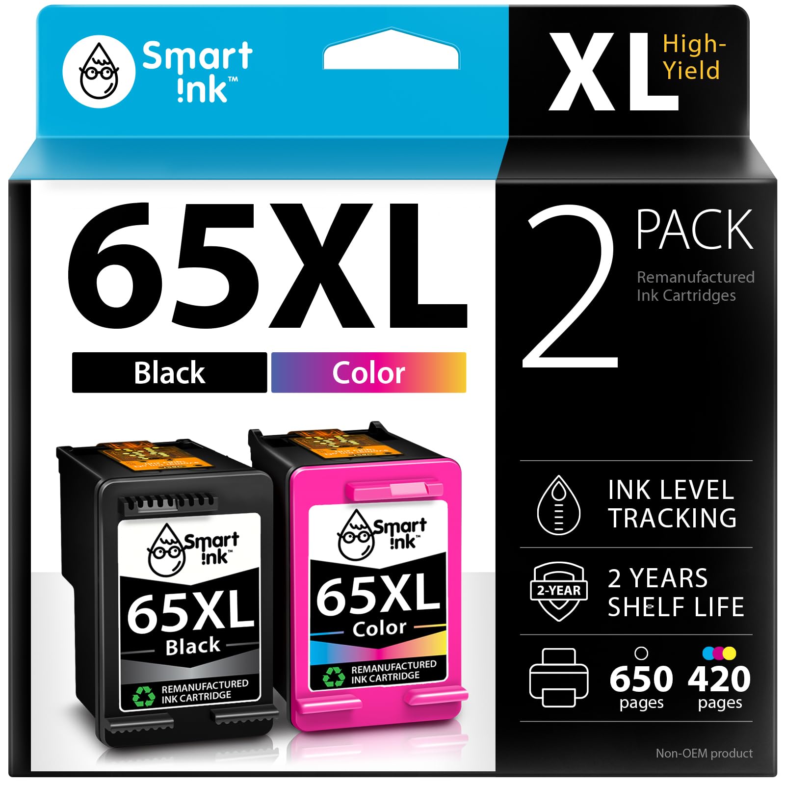 Smart Ink Remanufactured Ink Cartridges Replacement for HP 65 XL