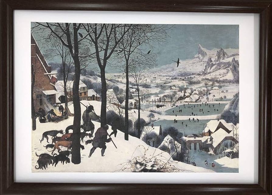 Amazon | ピーテル・ブリューゲル 雪中の狩人 A4 ポスター 輸送用 額