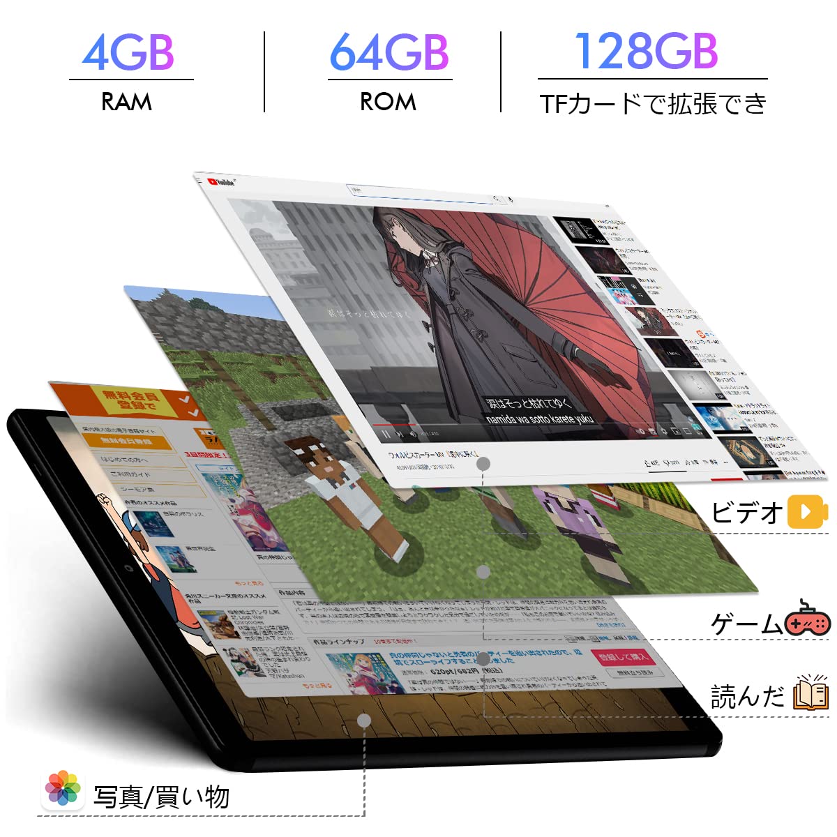 Amazon.co.jp: タブレット 10.1インチ Android11タブレット5GHz+2.4