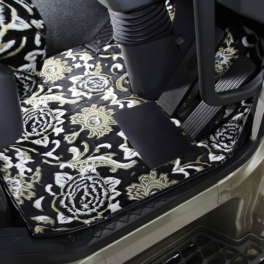 Amazon | 金華山 モンブランローズ フロアマット ブラック 運/助セット