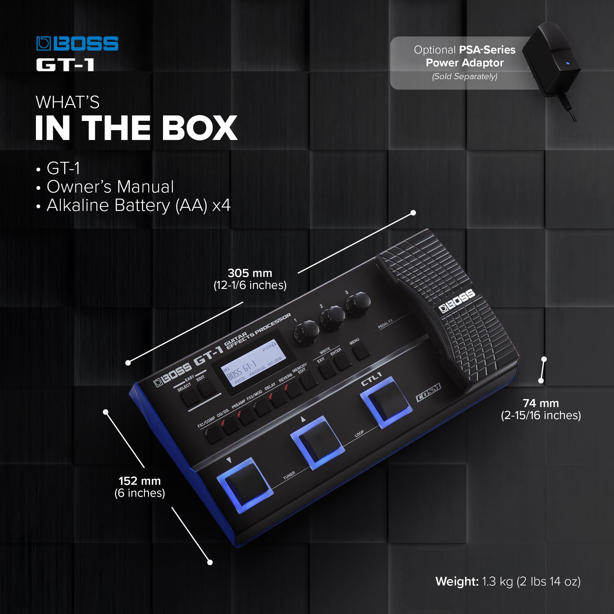 Amazon.com: BOSS GT-1 | Compact Guitar Effects Processor | Packed