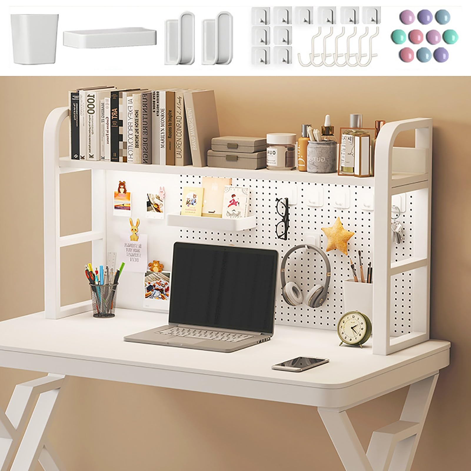 Amazon.co.jp: 有孔ボード 金属 デスクボード フック付き パンチング