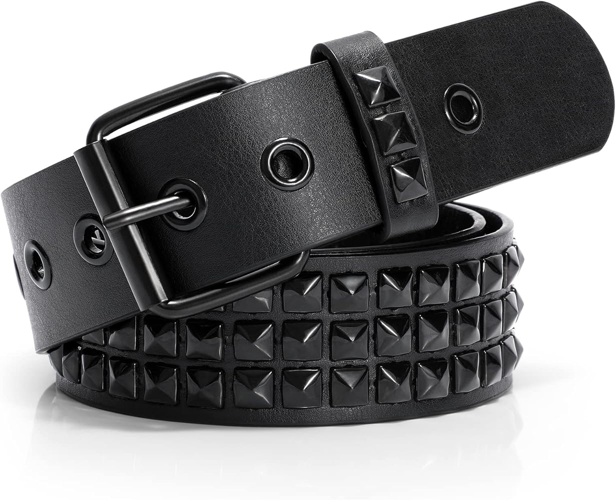 XZQTIVE Studded Belt Metal Punk Rock Rivet Belts for Women/Men
