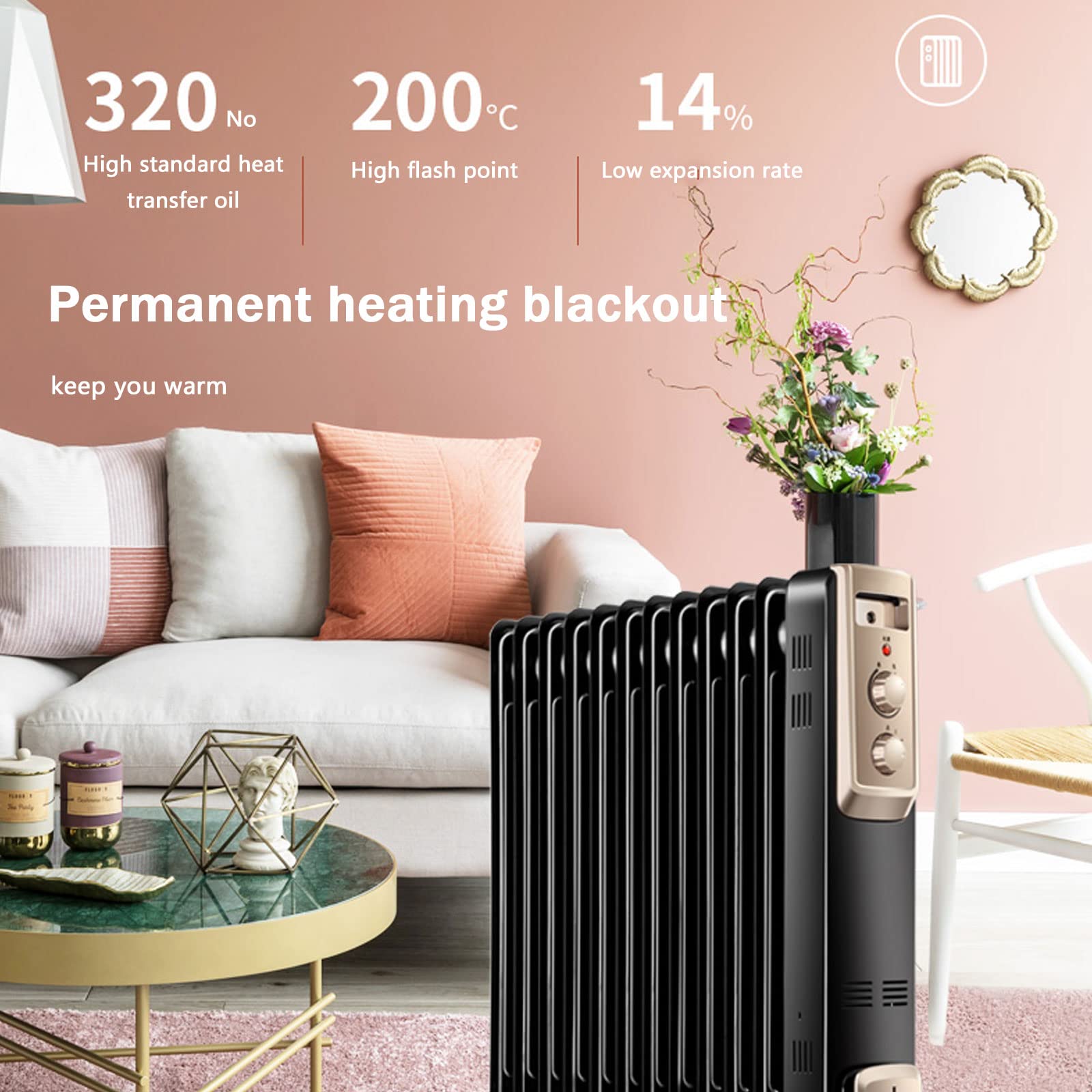 Amazon | オイルヒーター オイルフリーヒーター 2200W 13枚フィン