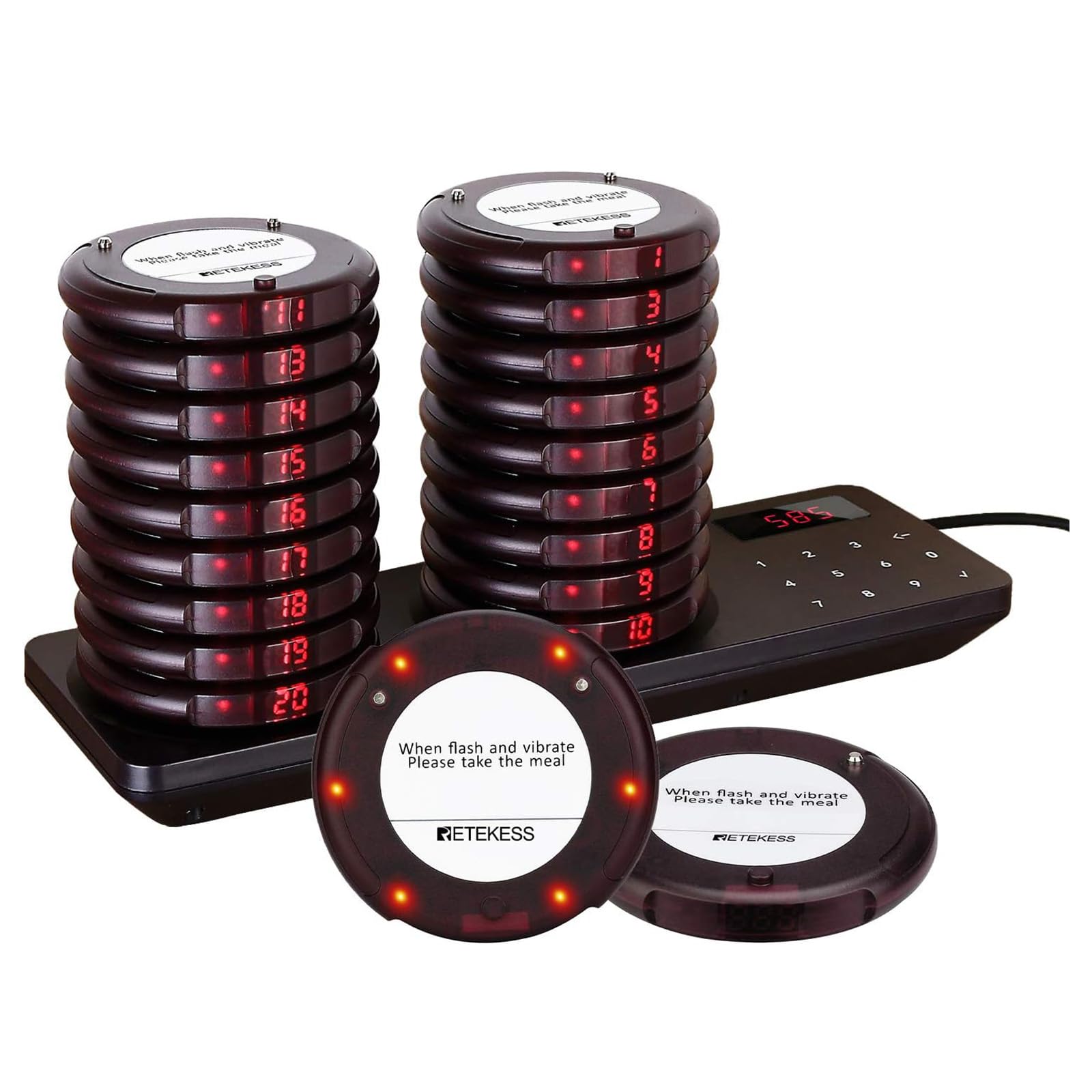 Amazon.co.jp: Retekess TD163 ワイヤレス呼び出しベル 送信機充電