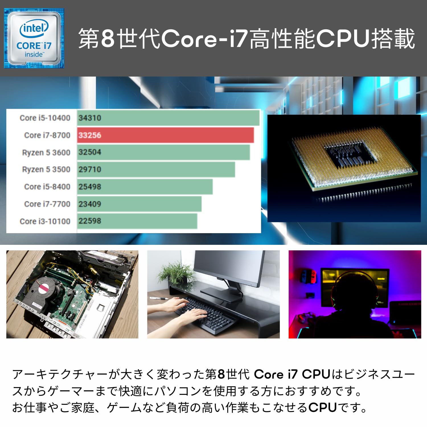 Amazon.co.jp: ゲーミングPC デスクトップPC パソコン Core i7-8700