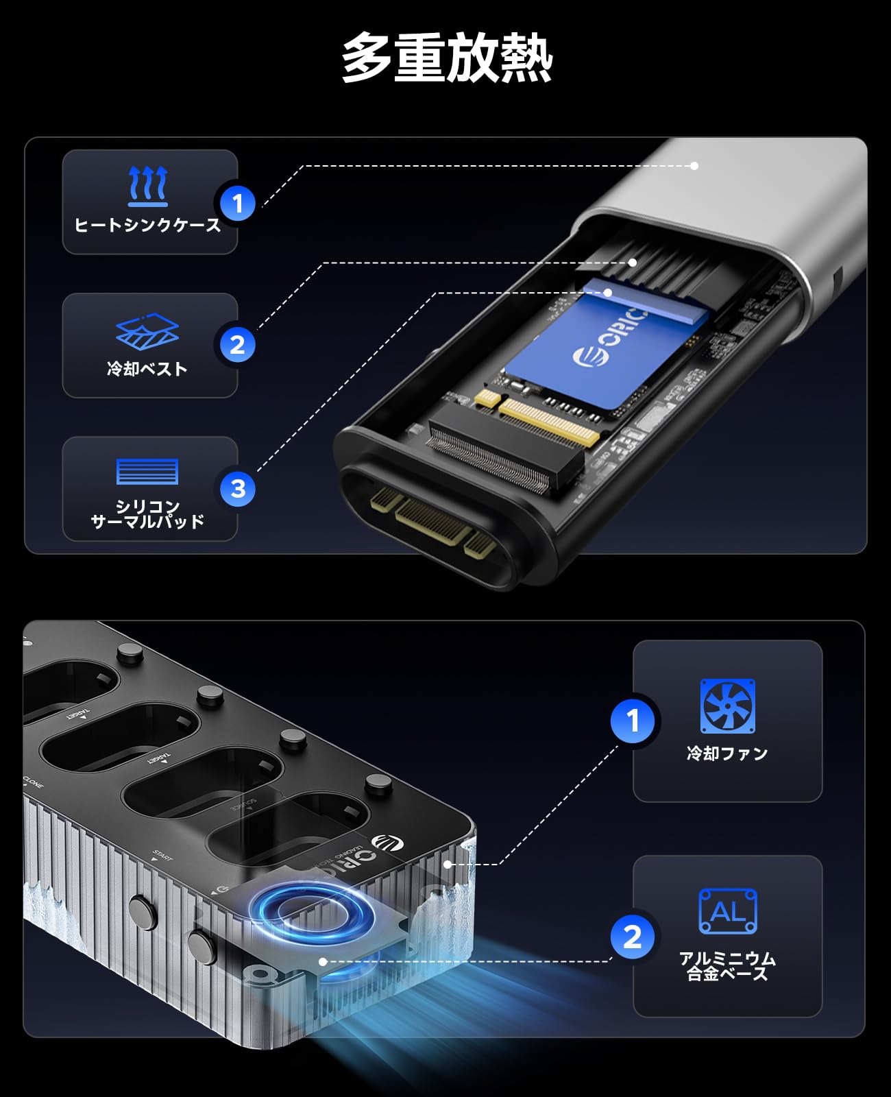 Amazon.co.jp: ORICO SSD クローン スタンド 40Gbps高速データ転送 M.2