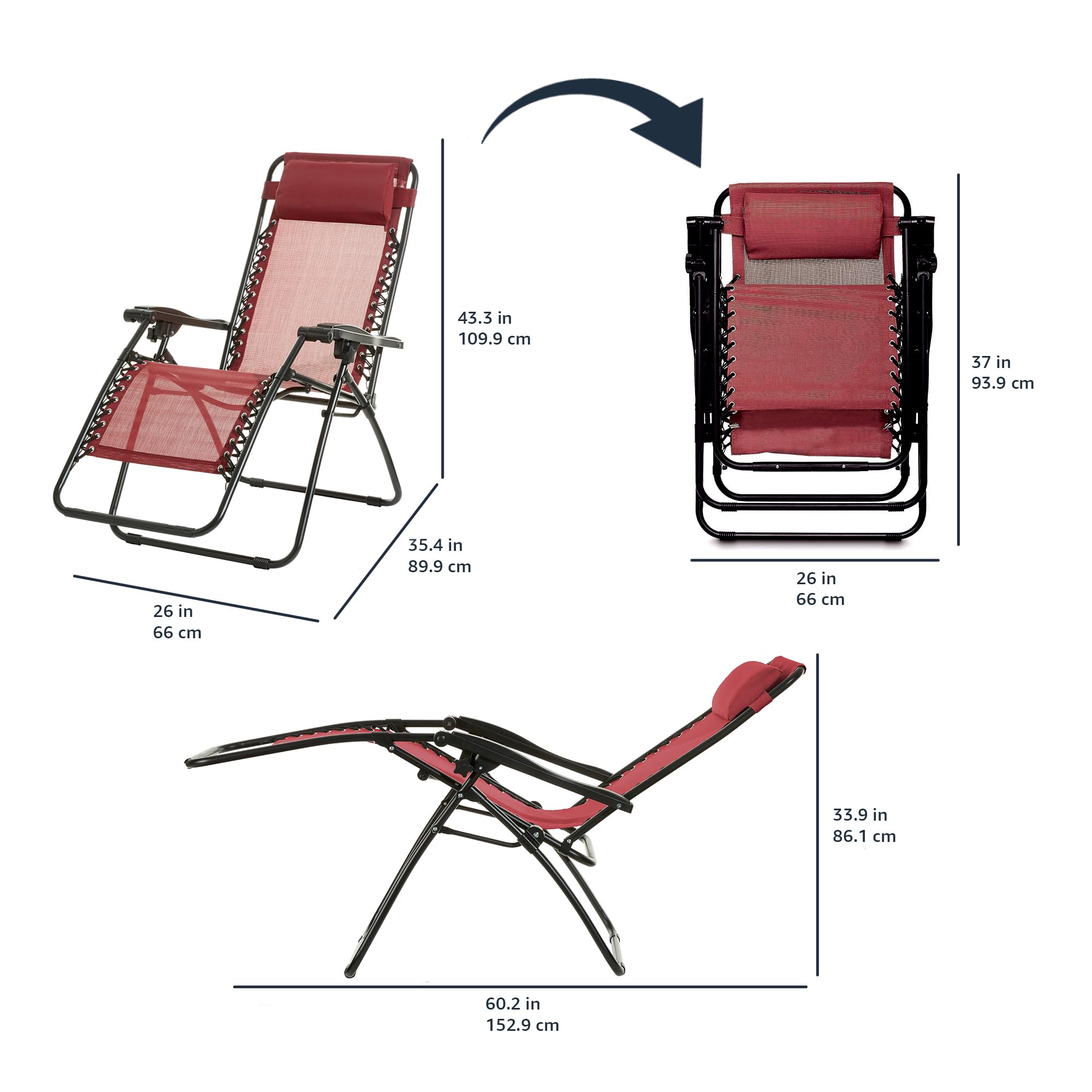 Amazon.co.jp: Amazonベーシック 椅子 折りたたみ ゼログラビティー