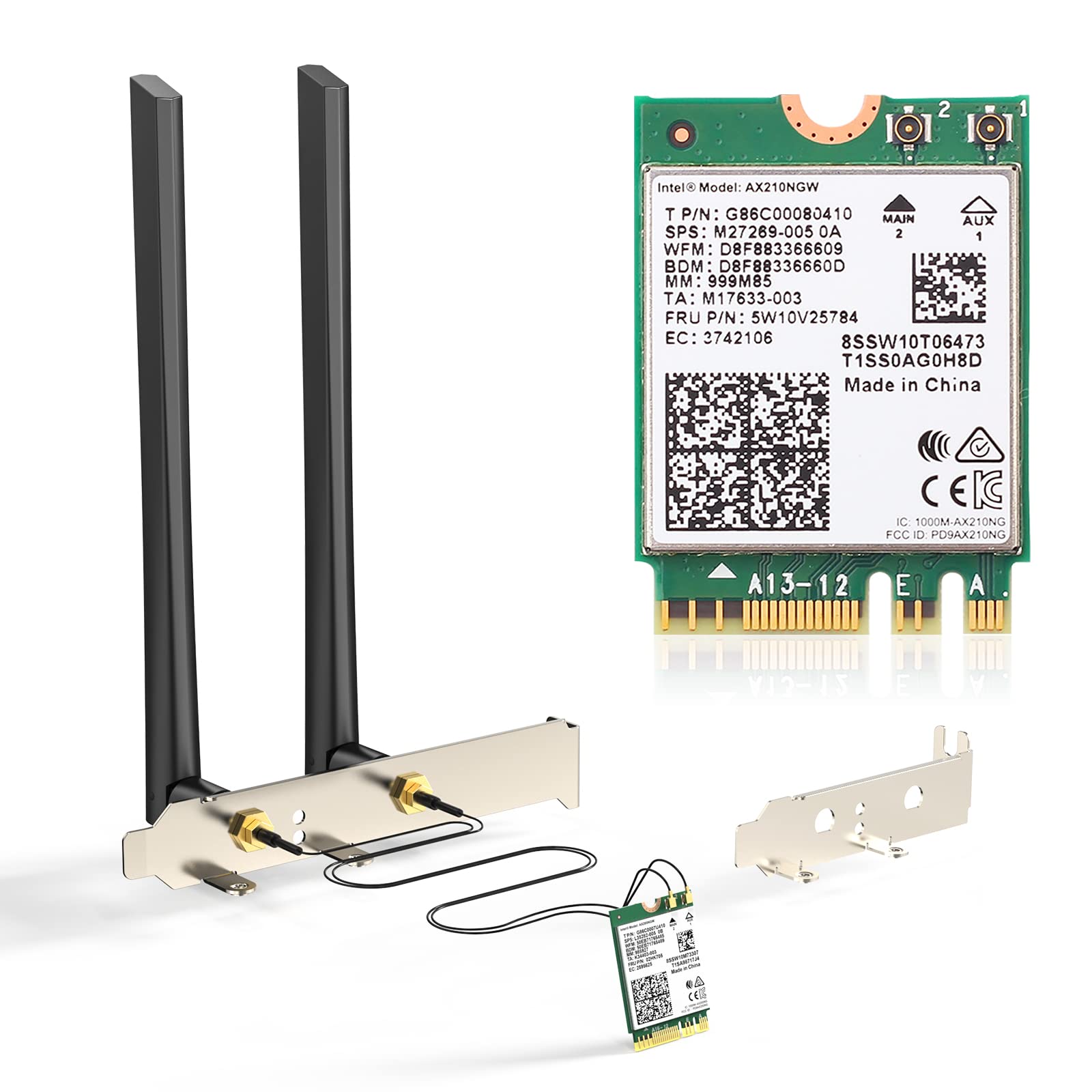 AX210 WiFi 6E Desktop Kit, Expand to Tri-Band 6GHz/5GHz/2.4GHz M.2