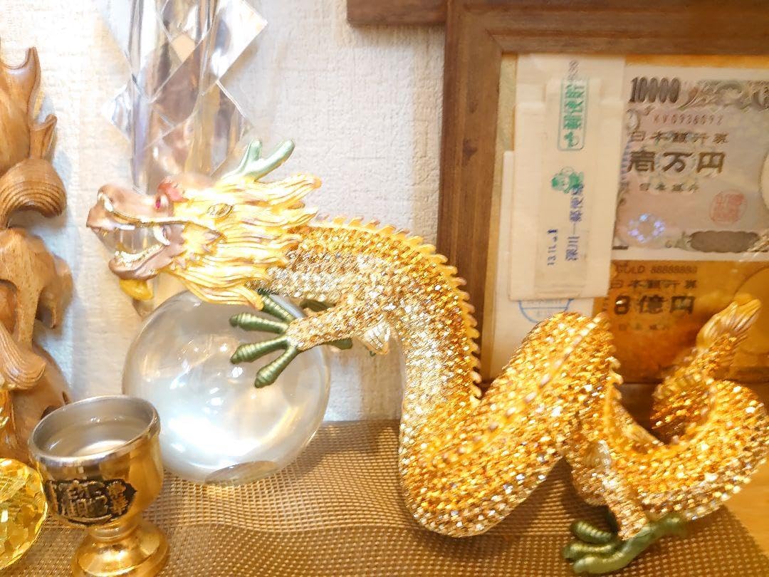 Amazon.co.jp: 超開運 金運気 爆上げ︎︎︎︎ 龍 龍神 黄金龍 水晶