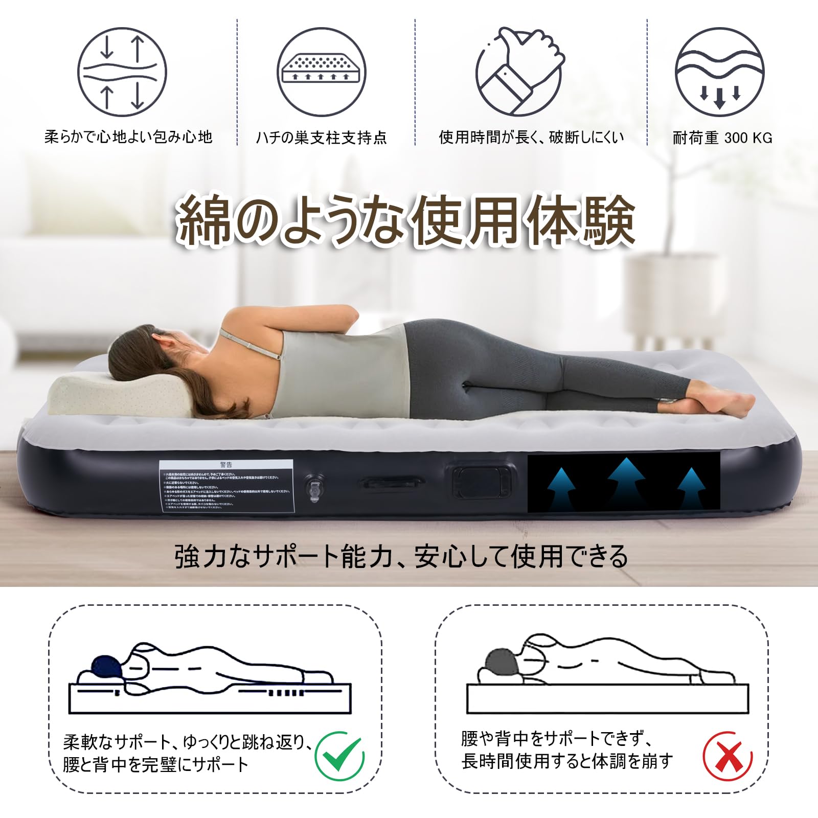 Amazon.co.jp: エアーベッド 電動ポンプ内蔵 エアーマット エアー