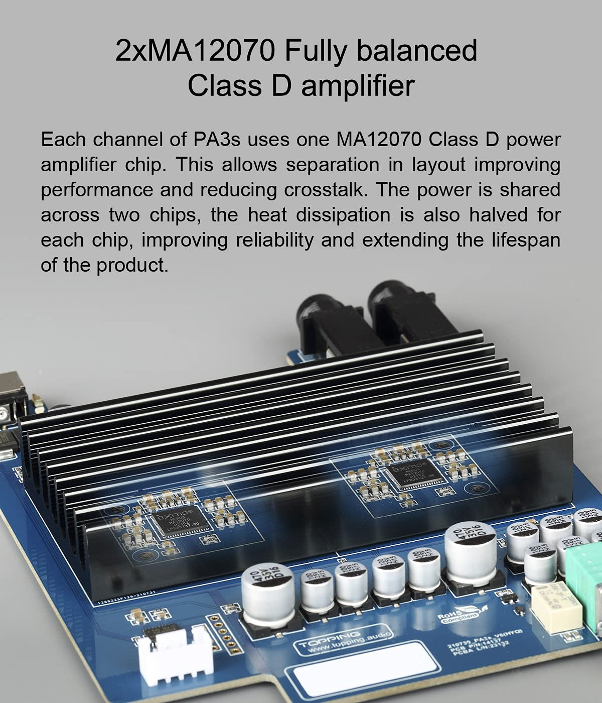 Amazon.com: Topping PA3S Power Amplifier MA12070*2 Class D Fully