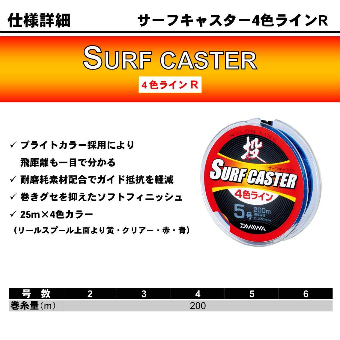 Amazon.co.jp: ダイワ(DAIWA) ナイロンライン サーフキャスター4色