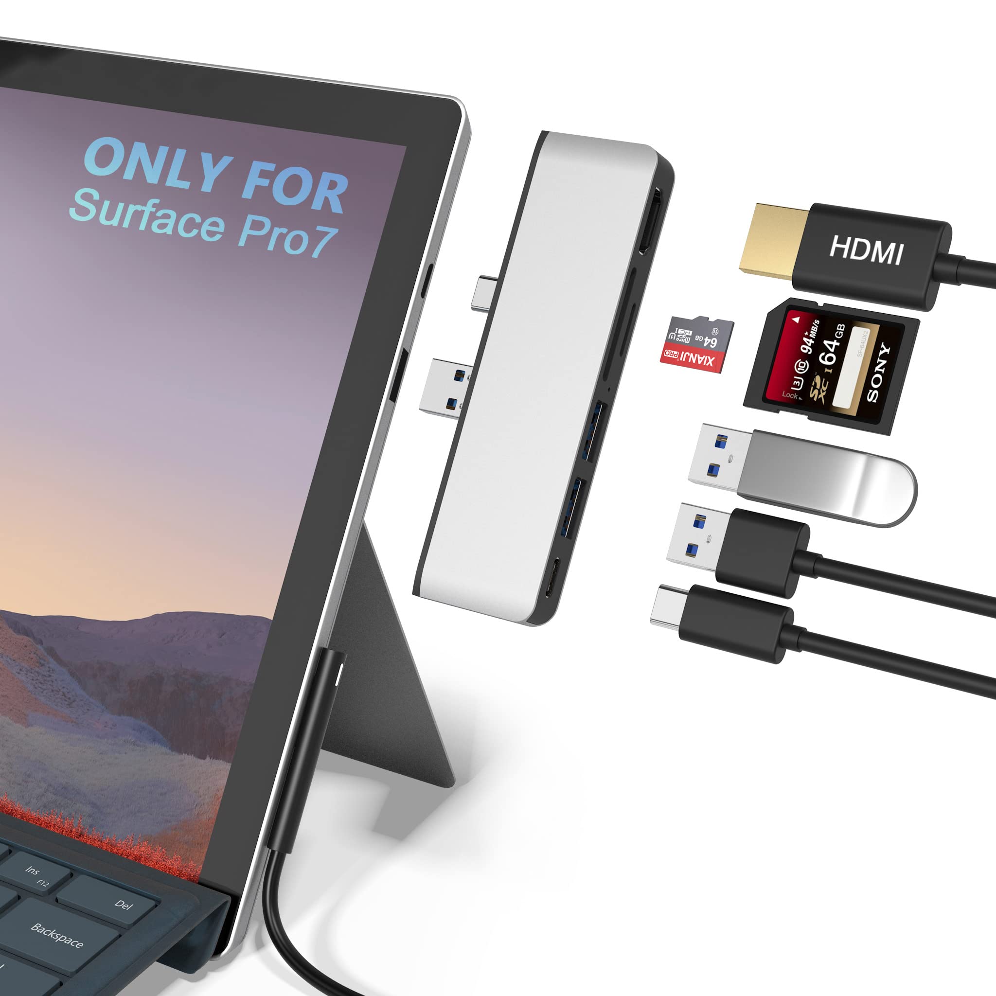 Amazon.com: Surface Pro 7 USB C Hub, 6-in-2 Aluminum Surface Pro
