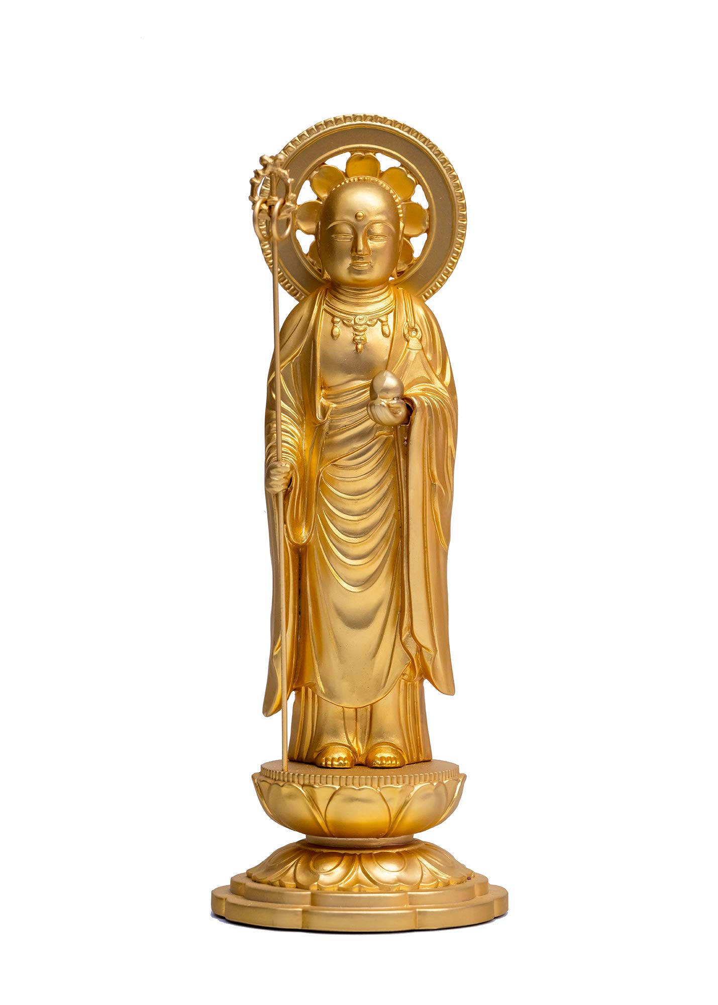 Amazon｜仏像 地蔵菩薩 円光背 15cm(金メッキ/24金) 仏師：牧田秀雲