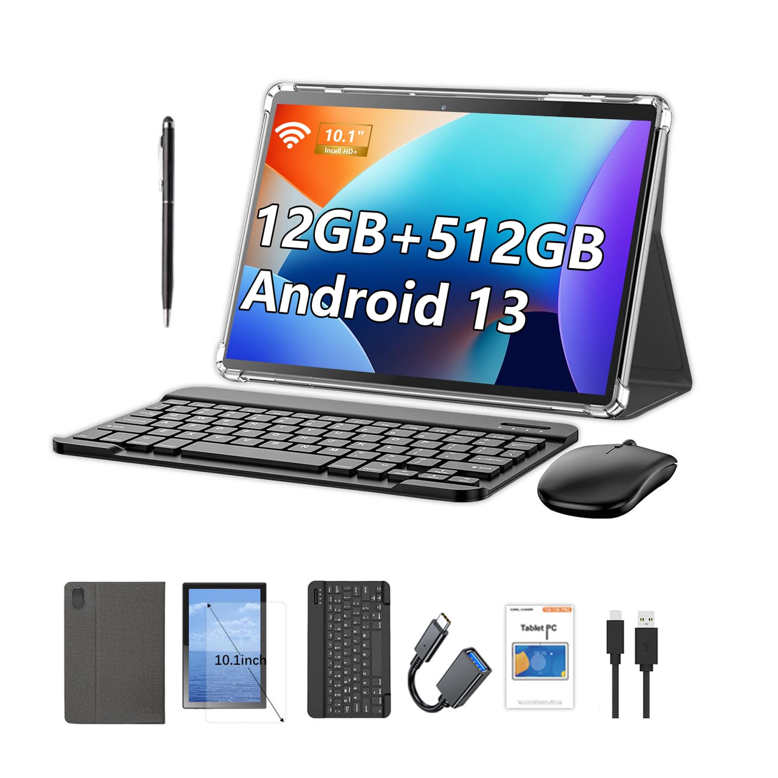 Amazon.com : Crelander 10.1 inch Android 13 Tablet, 2 in 1 Tablets