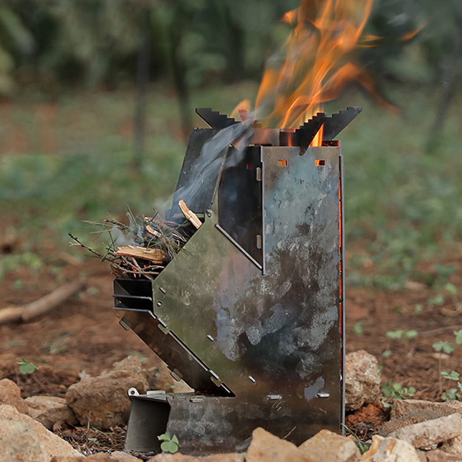 Amazon.co.jp: ポータブルキャンプ木製ロケットストーブ | テント用