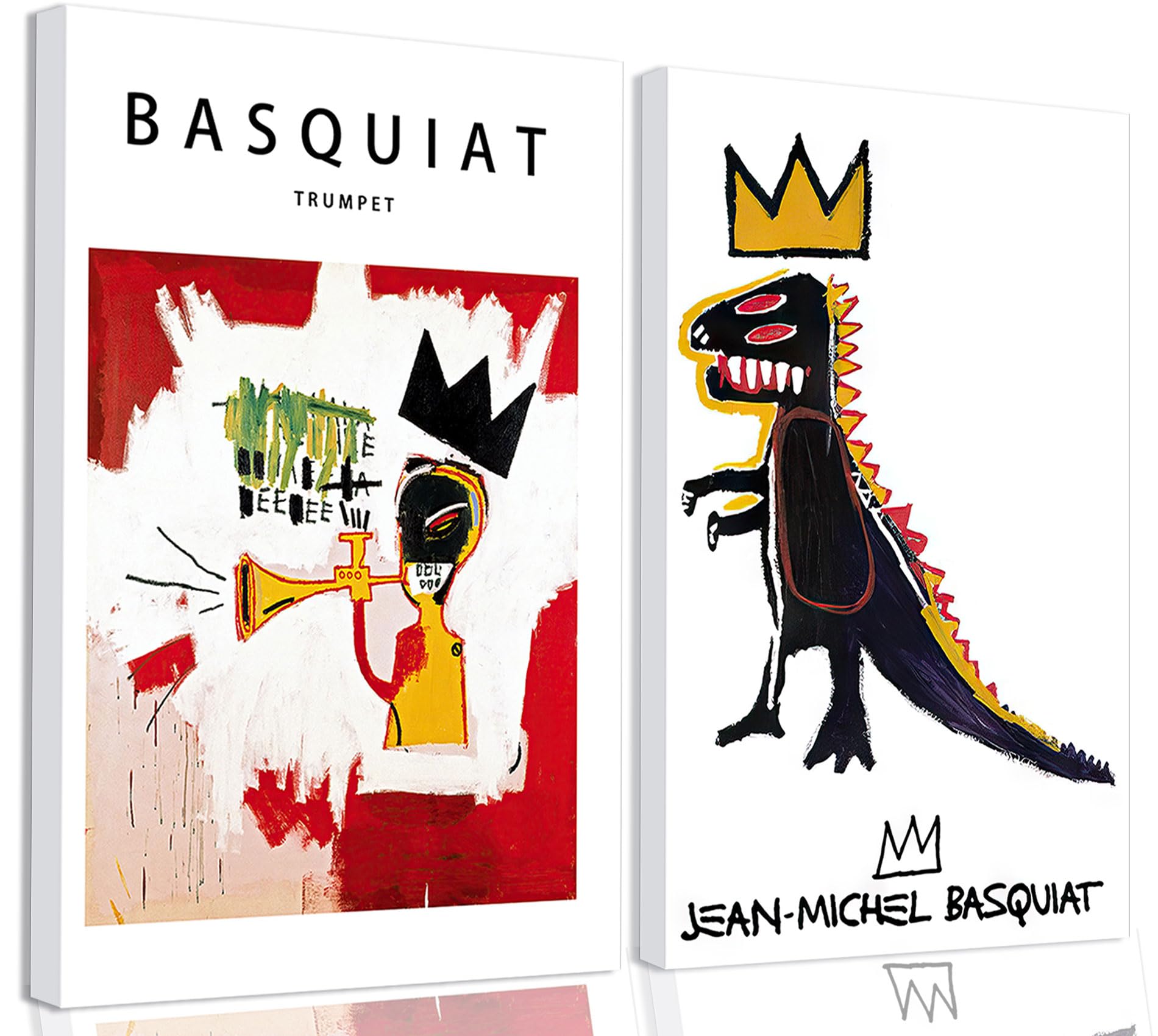 Amazon.com: Framed 2Pcs Basquiat Wall Art Canvas Set Jean-Michel