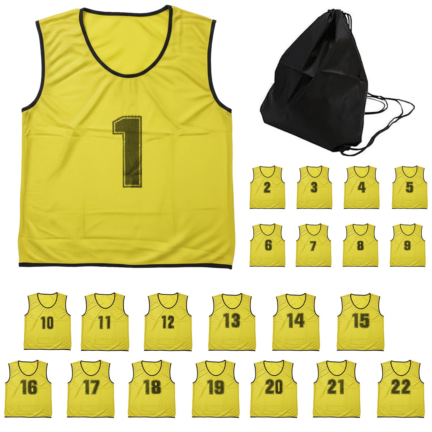 バスケットボール ビブス 4-8 & 15-20収納袋付き&メッシュビブス