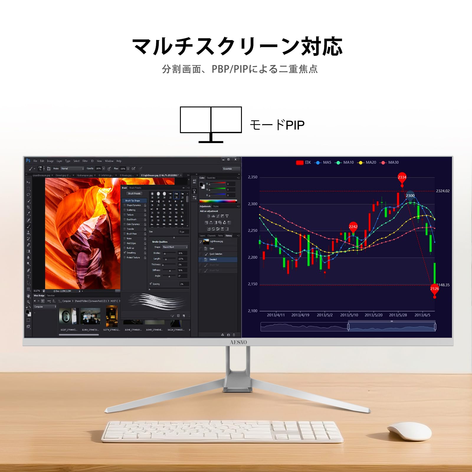 Amazon.co.jp: AESNO 34 インチ超ワイドモニター WFHD（2560x1080