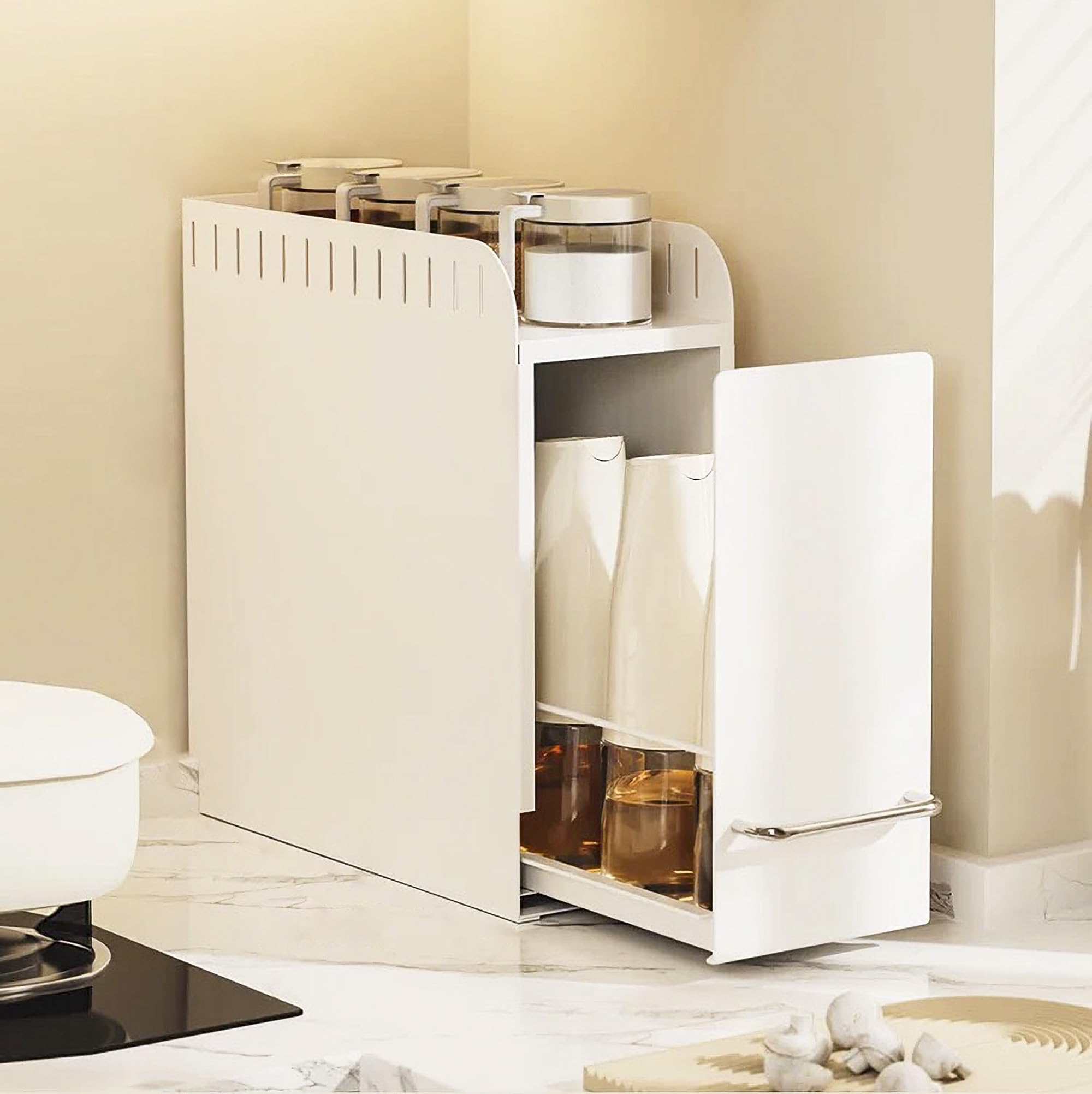 Amazon｜調味料ラック スリム 隠せる 調味料ラック 2段 防油 防塵