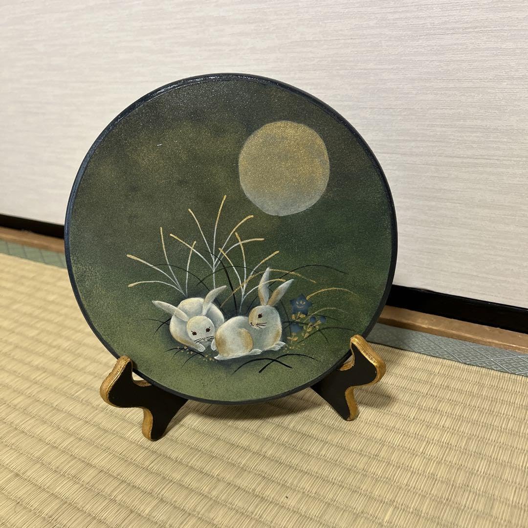 Amazon.co.jp: トールペイント作品 月見のうさぎ 掛け型 和風 : おもちゃ