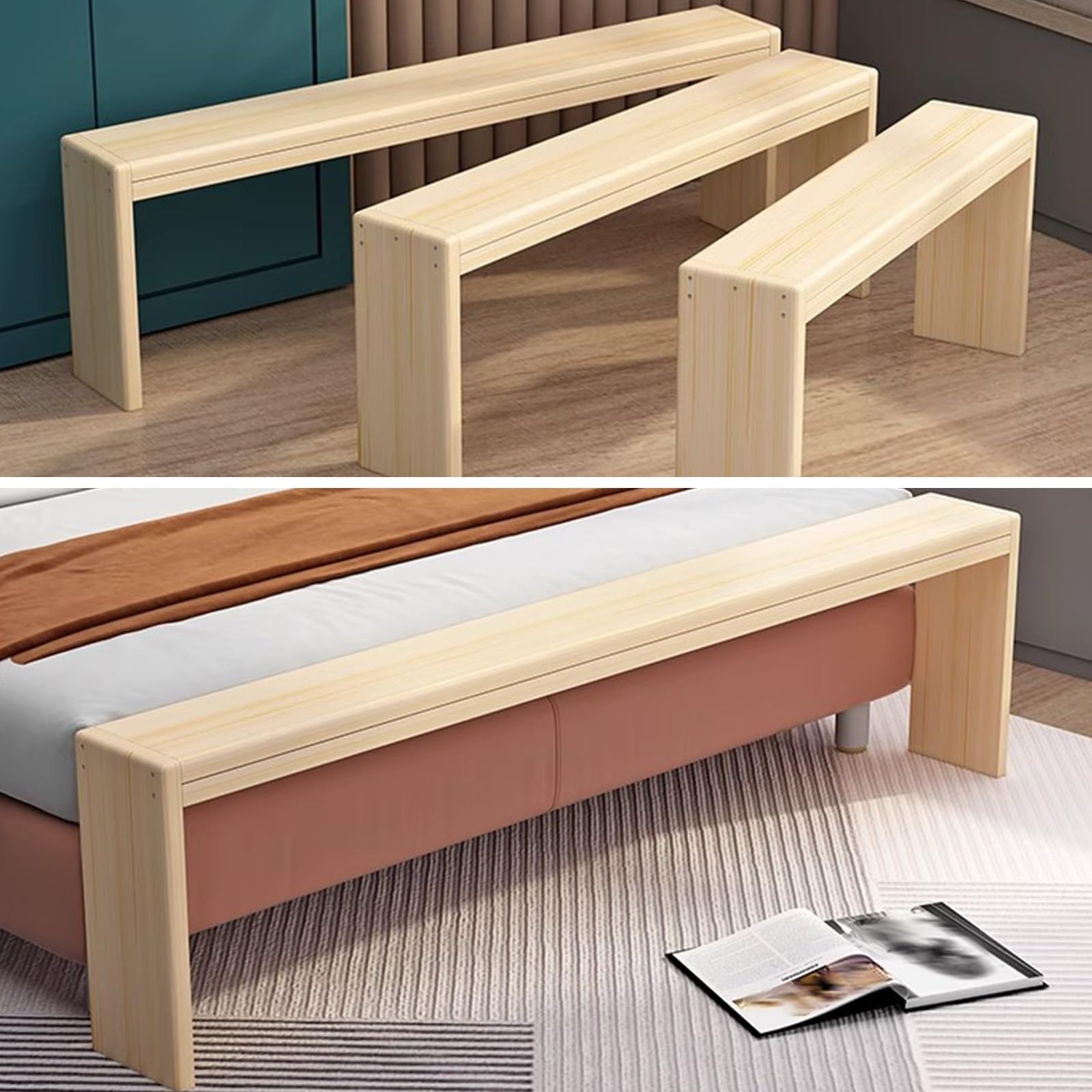 Amazon.co.jp: ベンチ 木製 室内 長椅子 収納スツール 無垢材 キッチン