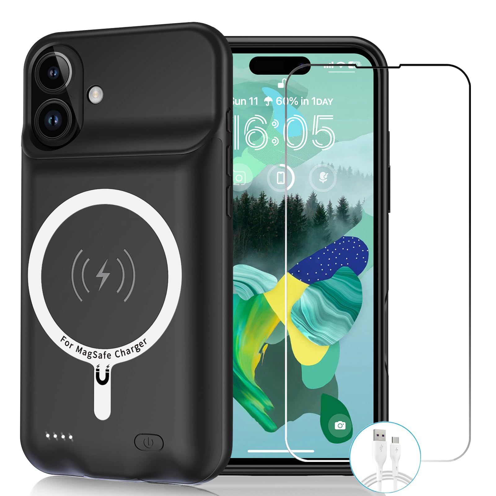 Amazon.com: Wireless Charging Case for iPhone 16 Plus, 12000mAh