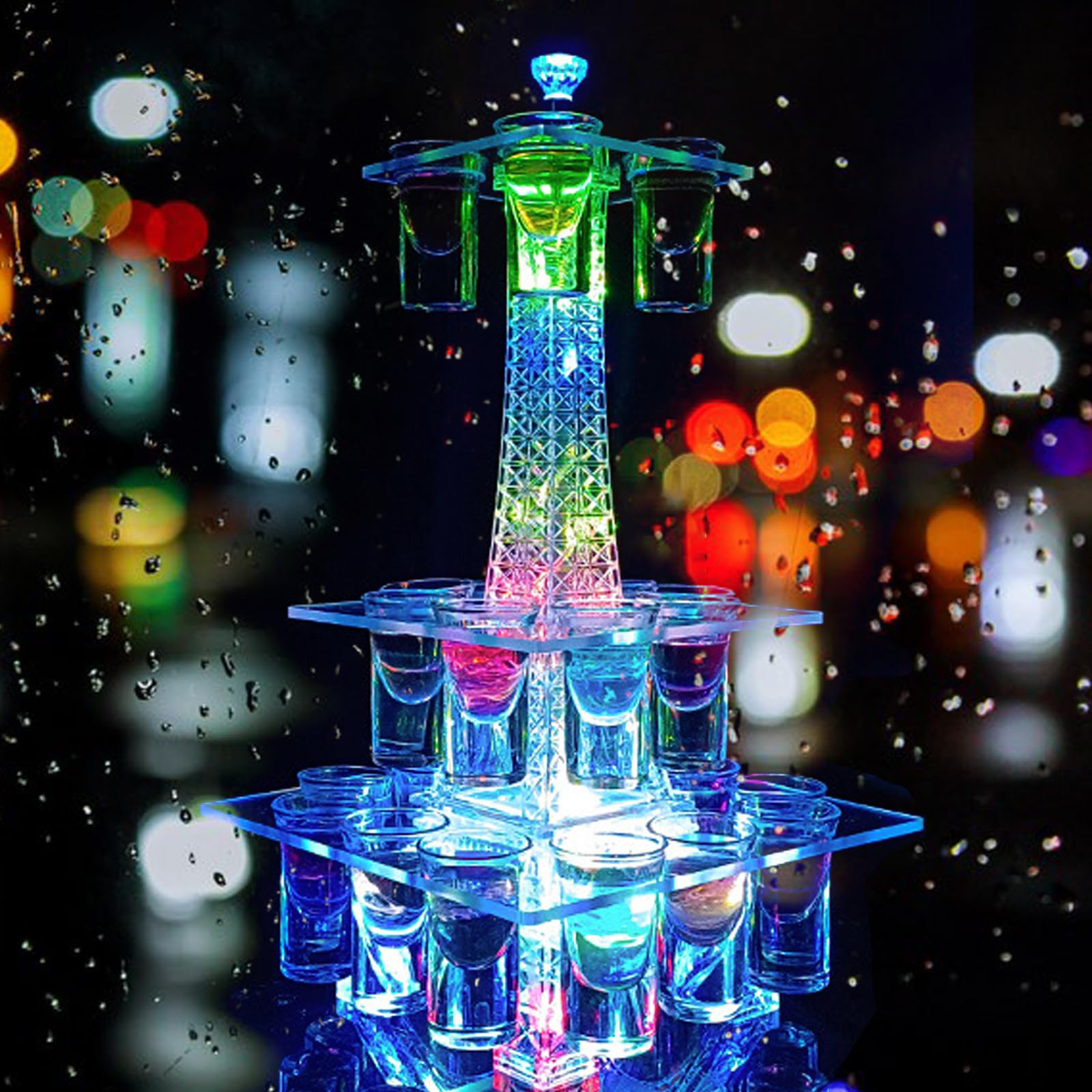 Amazon｜QuiExact LED酒ボトルの表示棚 24カップ エッフェル塔 酒棚