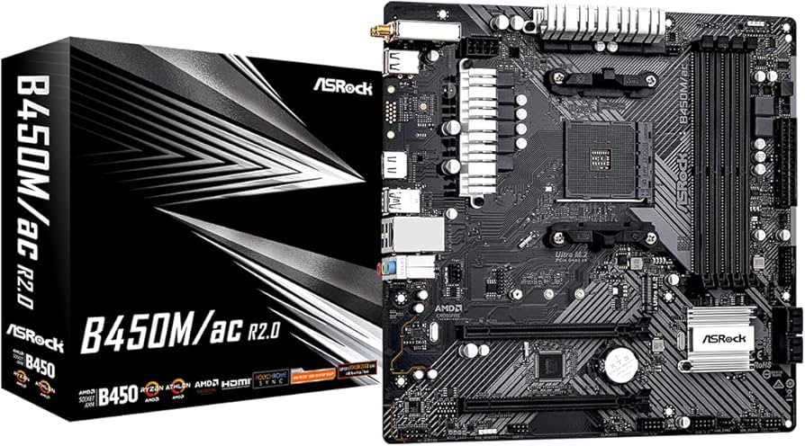 ASRock B450M/AC R2.0 AM4 AMD Promontory B450 SATA 6Gb/s Micro ATX