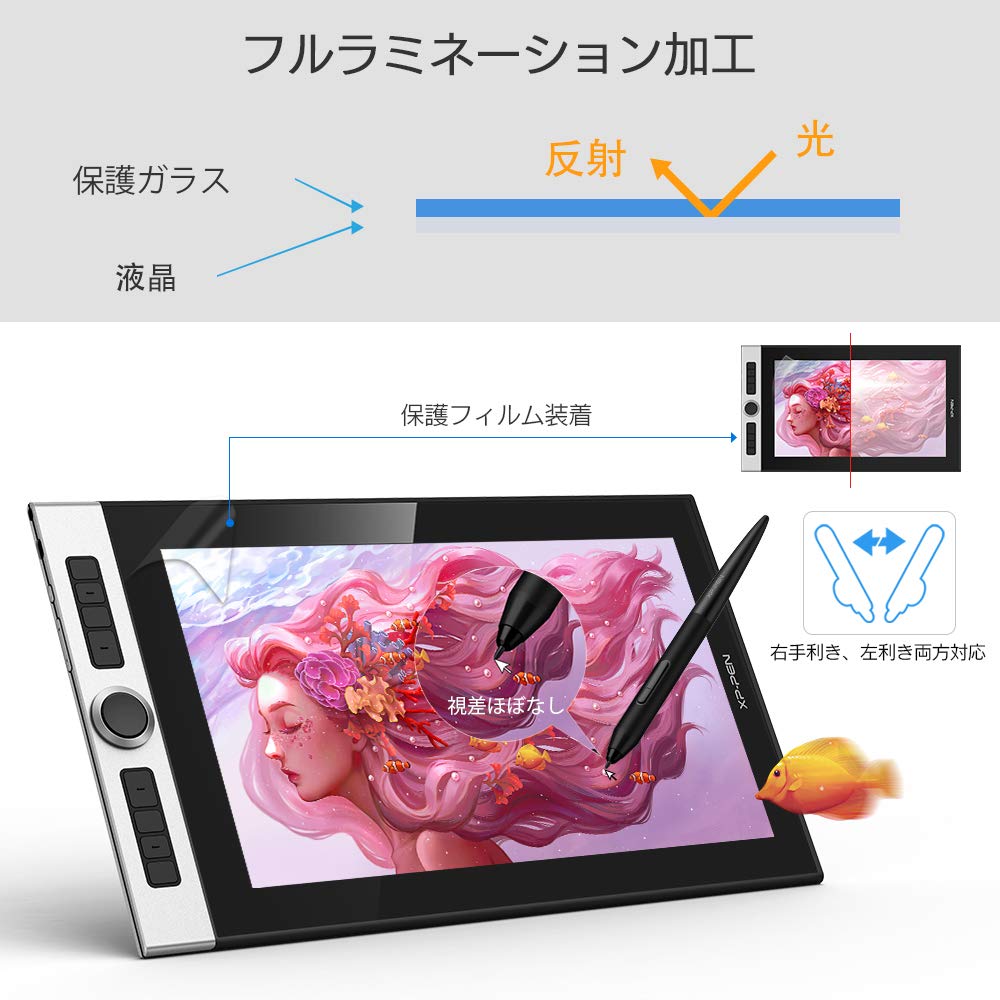 Amazon | XPPen 液タブ 液晶ペンタブレット 15.6インチ 9mm厚さ 薄型