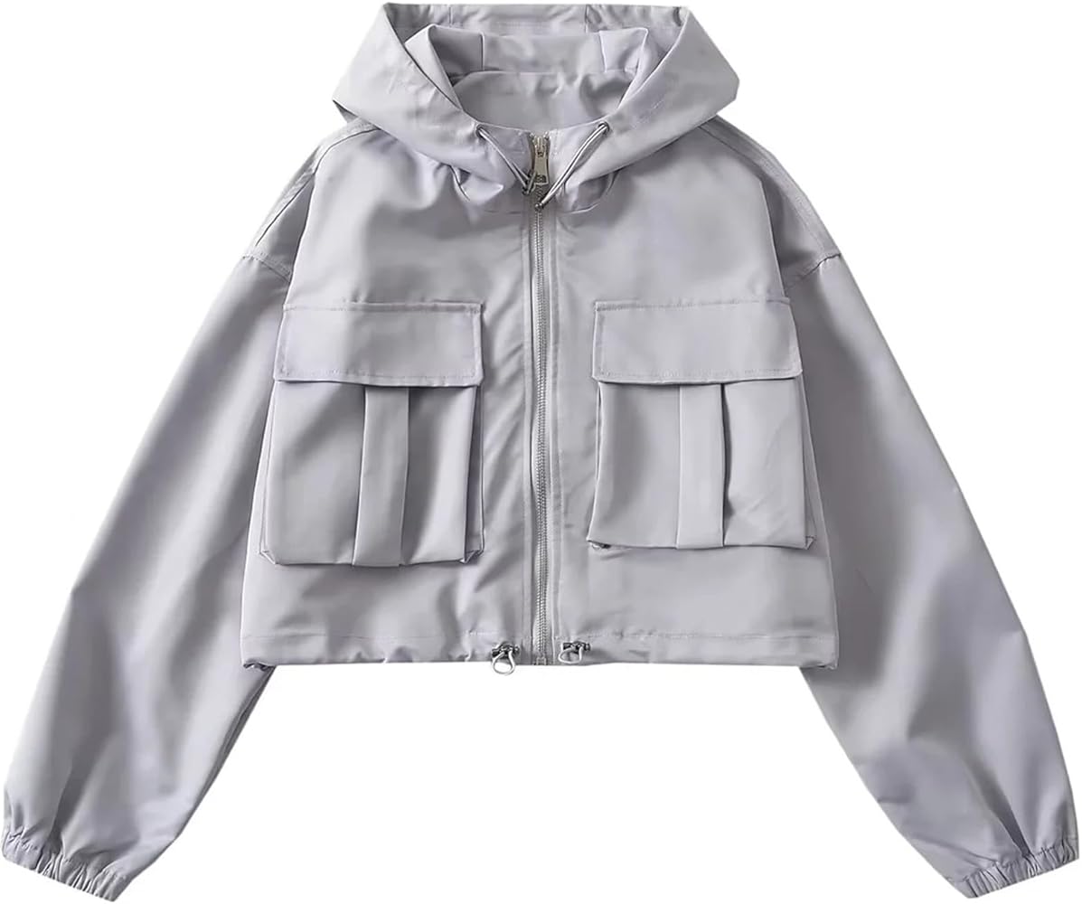 Women Zip Up Hoodie Oversized Sweatshirt Cropped Jacket Long