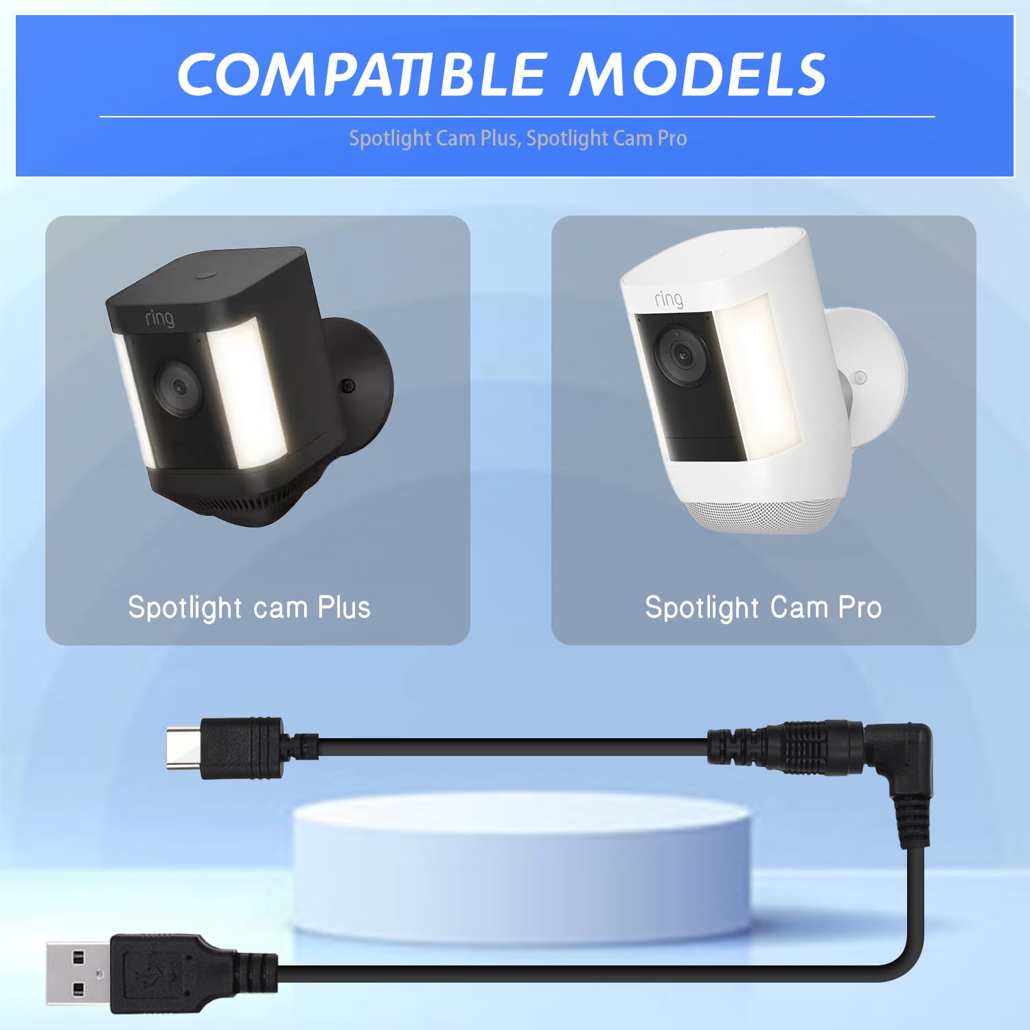 Amazon | 充電ケーブル電源アダプター リングスティックアップカム