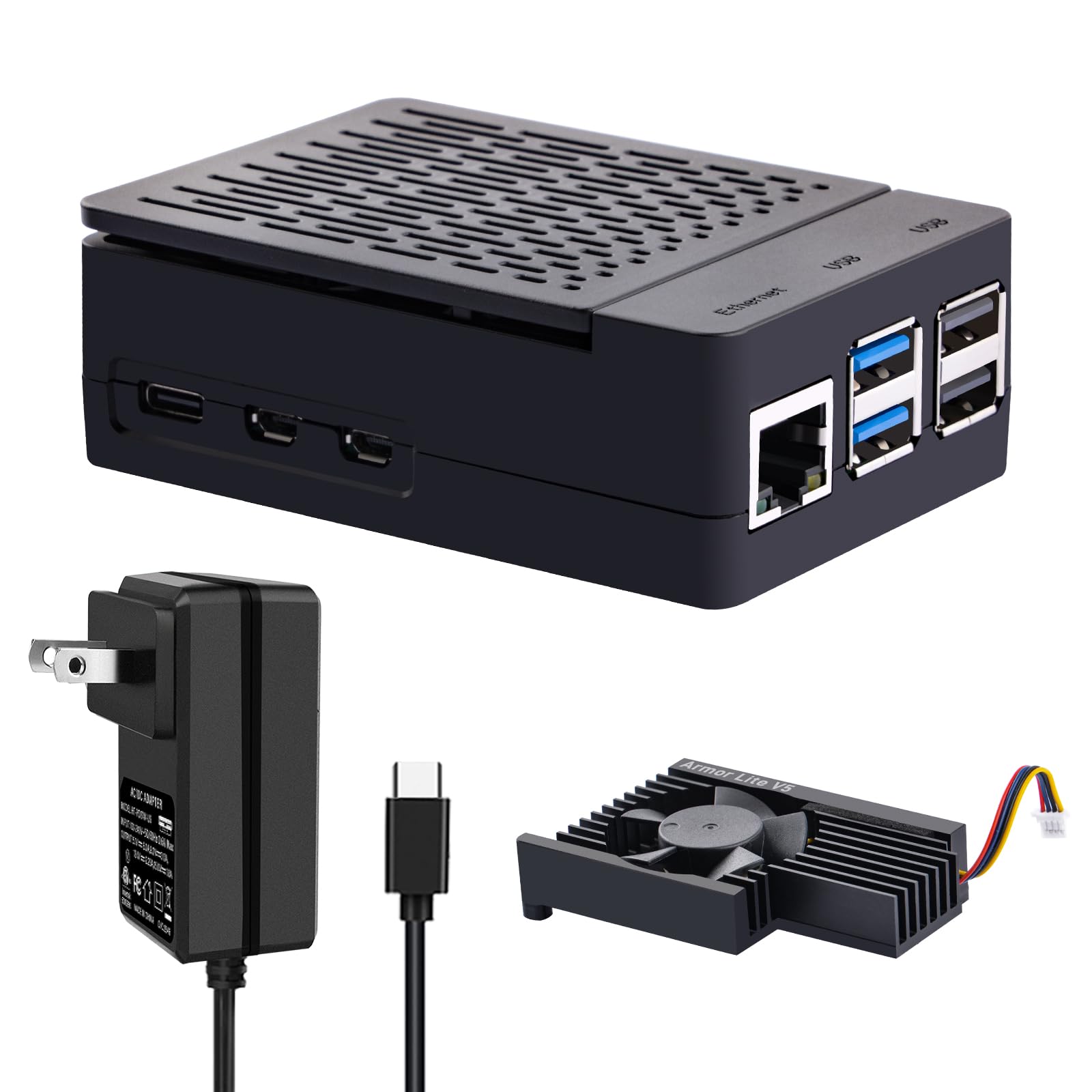 Amazon.co.jp: GeeekPi Raspberry Pi 5用ケース 27W PD電源アダプター