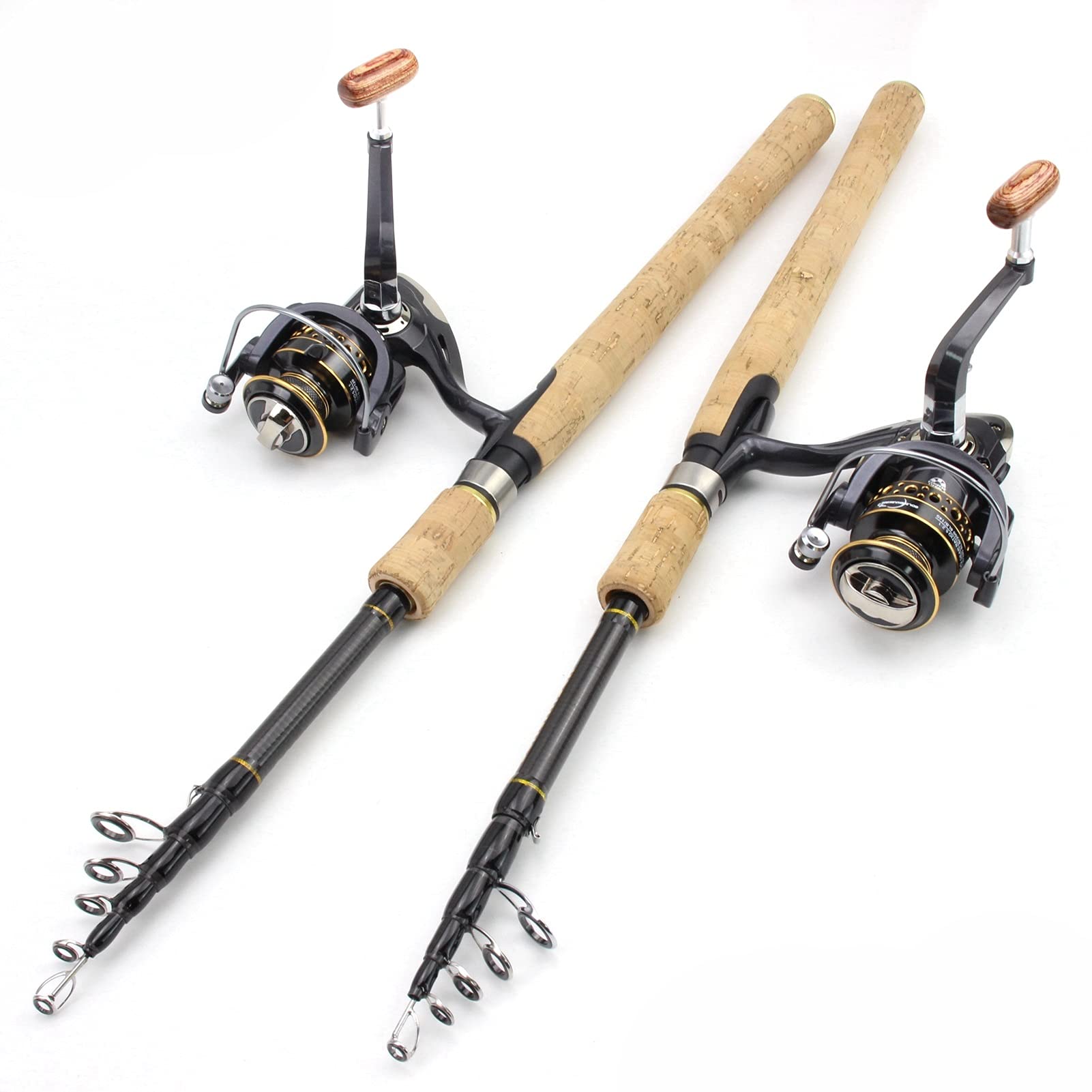 Amazon | 1.8m-2.7m釣り竿リールコンボ、延長木製ハンドルルアーロッド