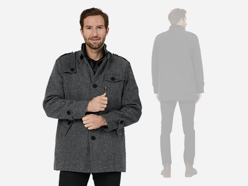 wantdo Men's Wool Melton Walking Coat Windproof Jacket Overcoat