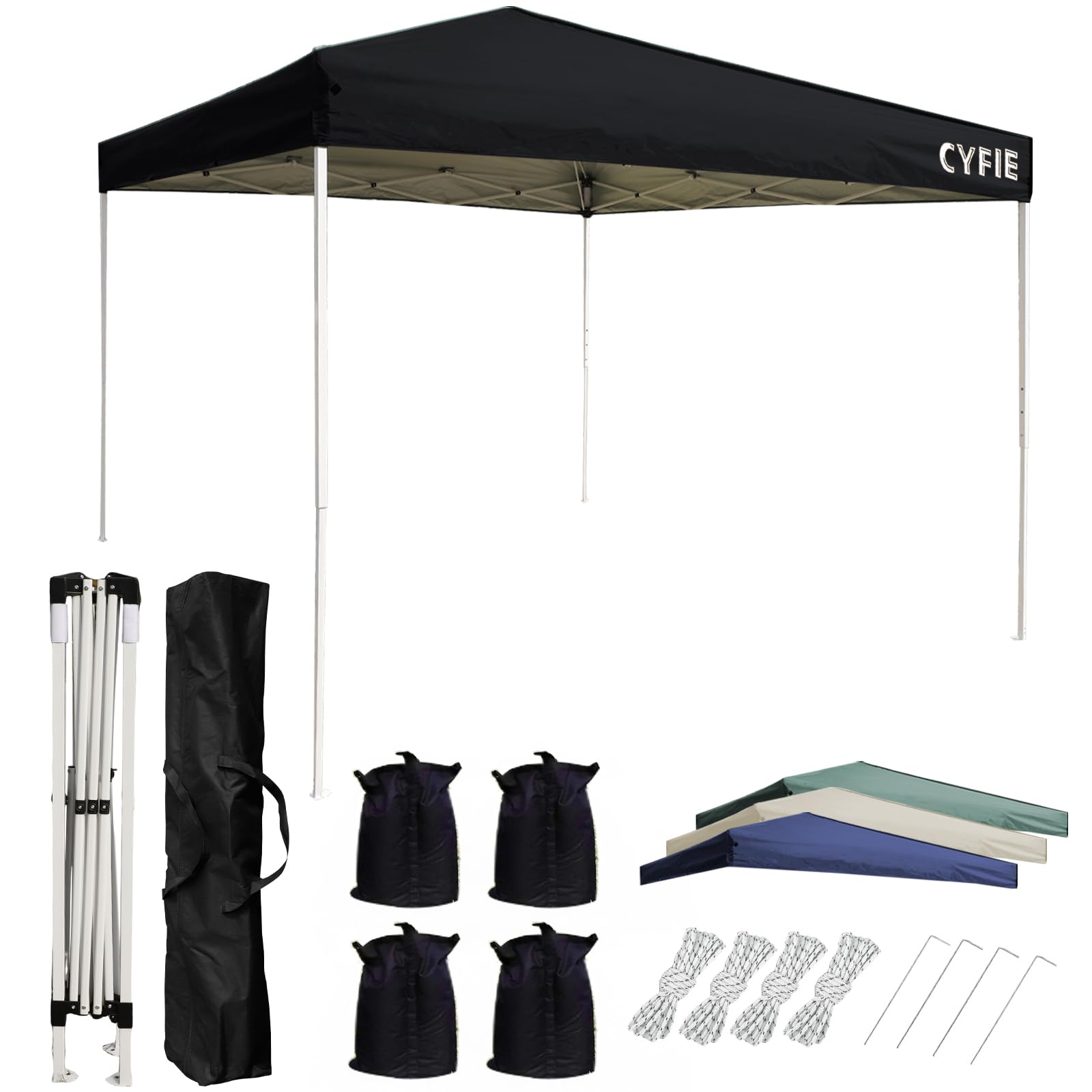 Amazon | CYFIE タープテント 2mx2m ワンタッチテント 高さ3段階調節