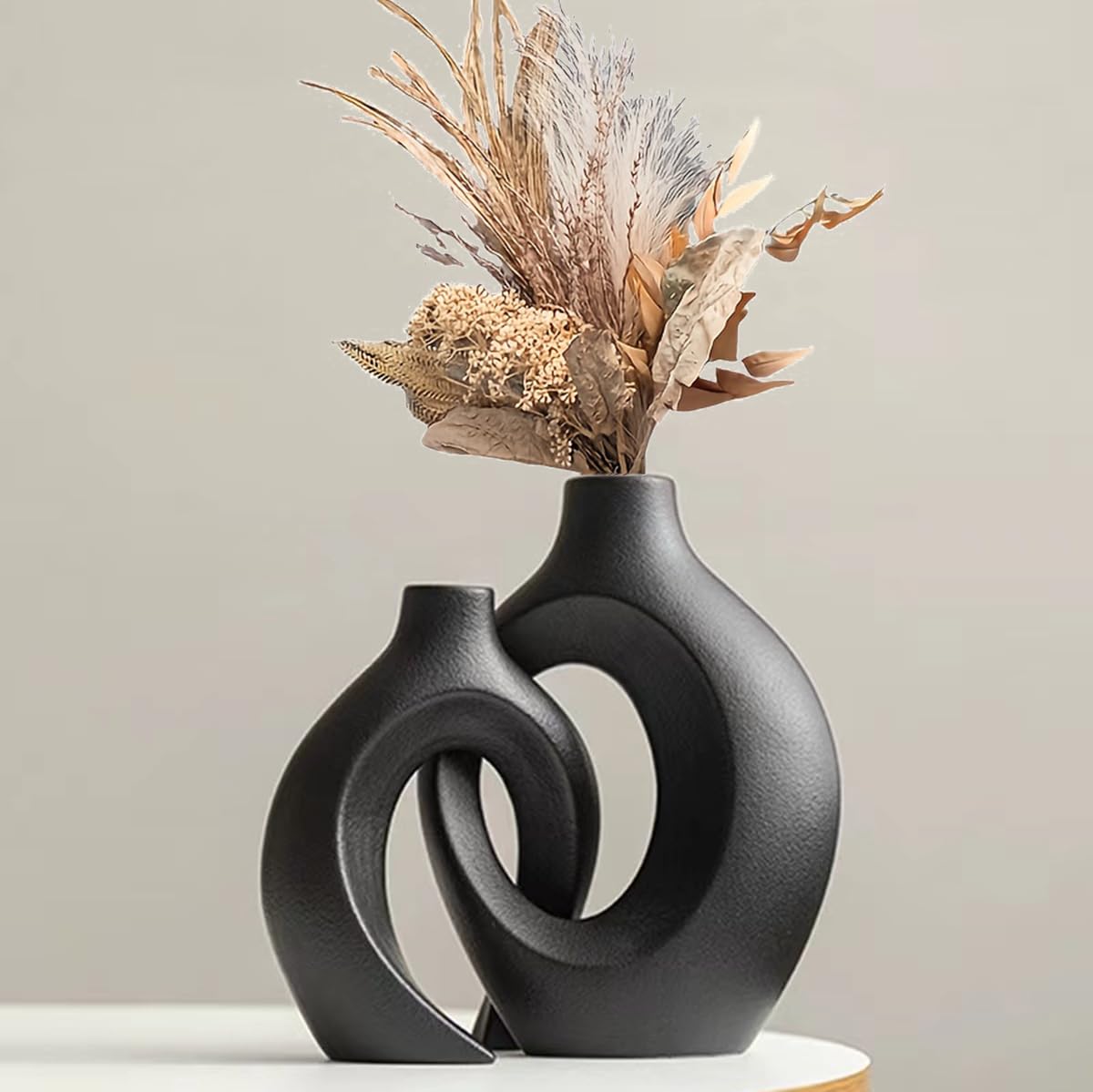 Amazon.co.jp: モダン セラミック フラワーベース 2点セット、中空