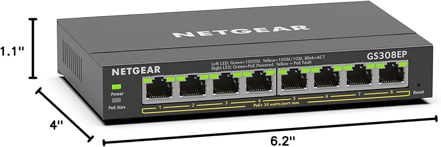 Amazon.com: NETGEAR 8 Port PoE Gigabit Ethernet Easy Smart Managed