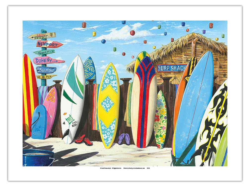 Amazon.com: Surf Shack - Surfboard Art - From an Original Color