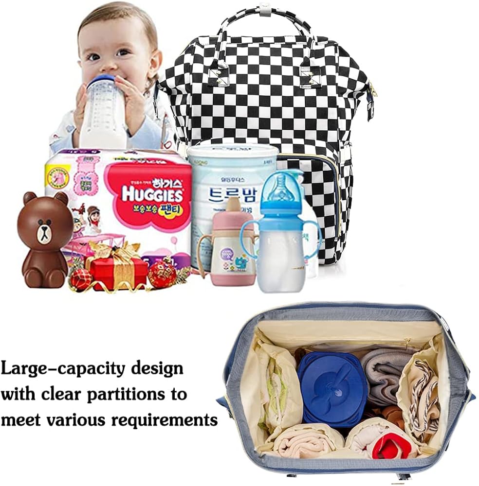Amazon.com: MCWTH Checkered Diaper Bag Backpack Set for Baby Girls