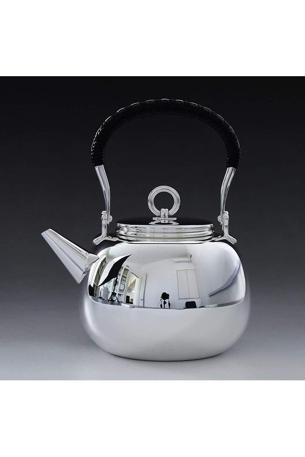 Amazon｜日本製 銀川堂 純銀・湯沸し 鉄砲口 800cc 無地/銀瓶 茶器