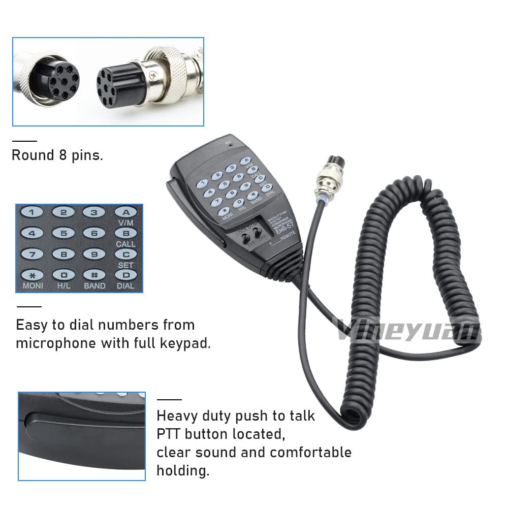 Amazon.com: Vineyuan EMS-57 DTMF 8Pin Mic Microphone for Alinco DR