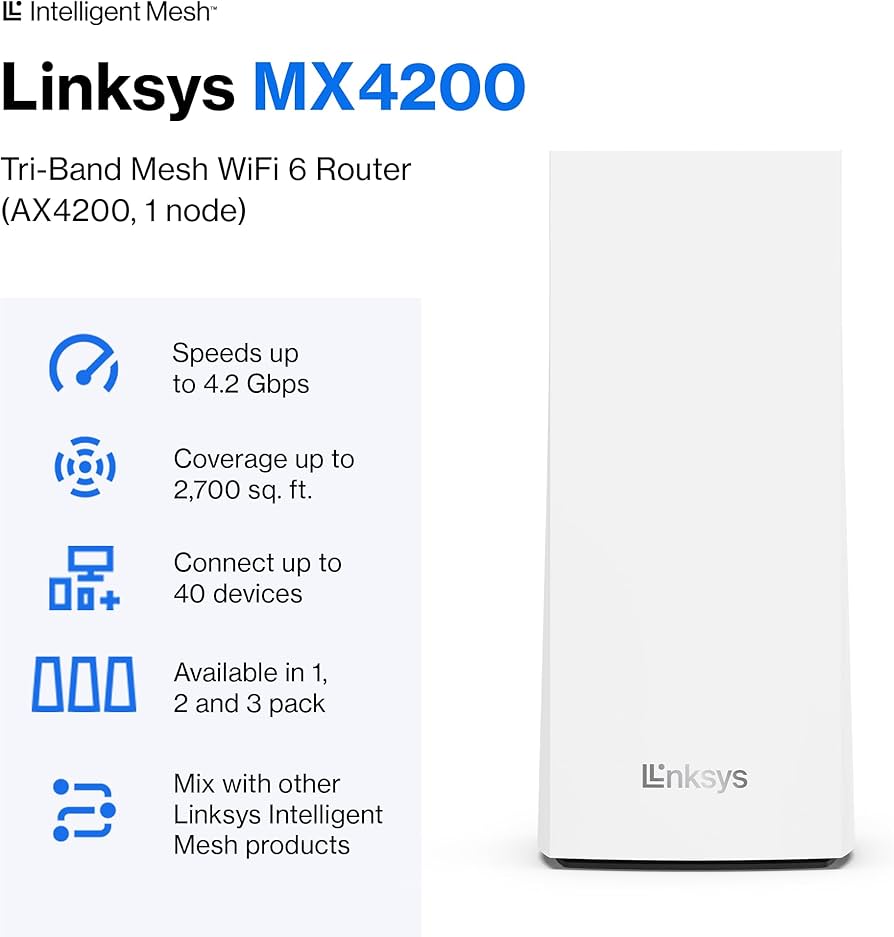 Amazon.com: Linksys AX4200 Smart Mesh Wi-Fi 6 Router Whole Home